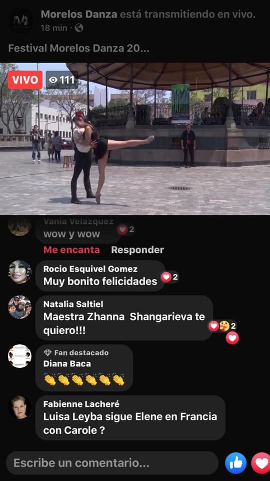 Función de danza transmitida en vivo. · Streaming en vivo · Plataforma digital